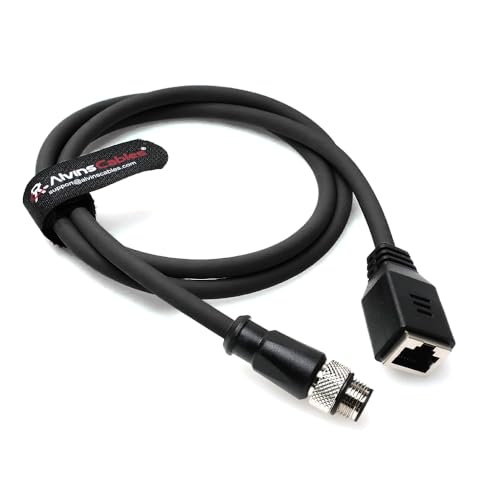 Alvin&#39;s Cables M12 D-Code 4 Pin Male to RJ45 Female Ethernet Cable for Industrial Camera Sensor, RJ45 Female Socket High-Flex Cat5e Cable for Automation Application