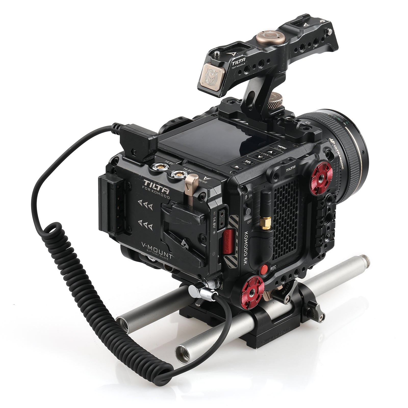 Rotatable Power-Cable for Red-Komodo 2-Pin-Female Right-Angle to D-tap Coiled-Cable Adjustable L-Shape Cord Alvin’s Cables