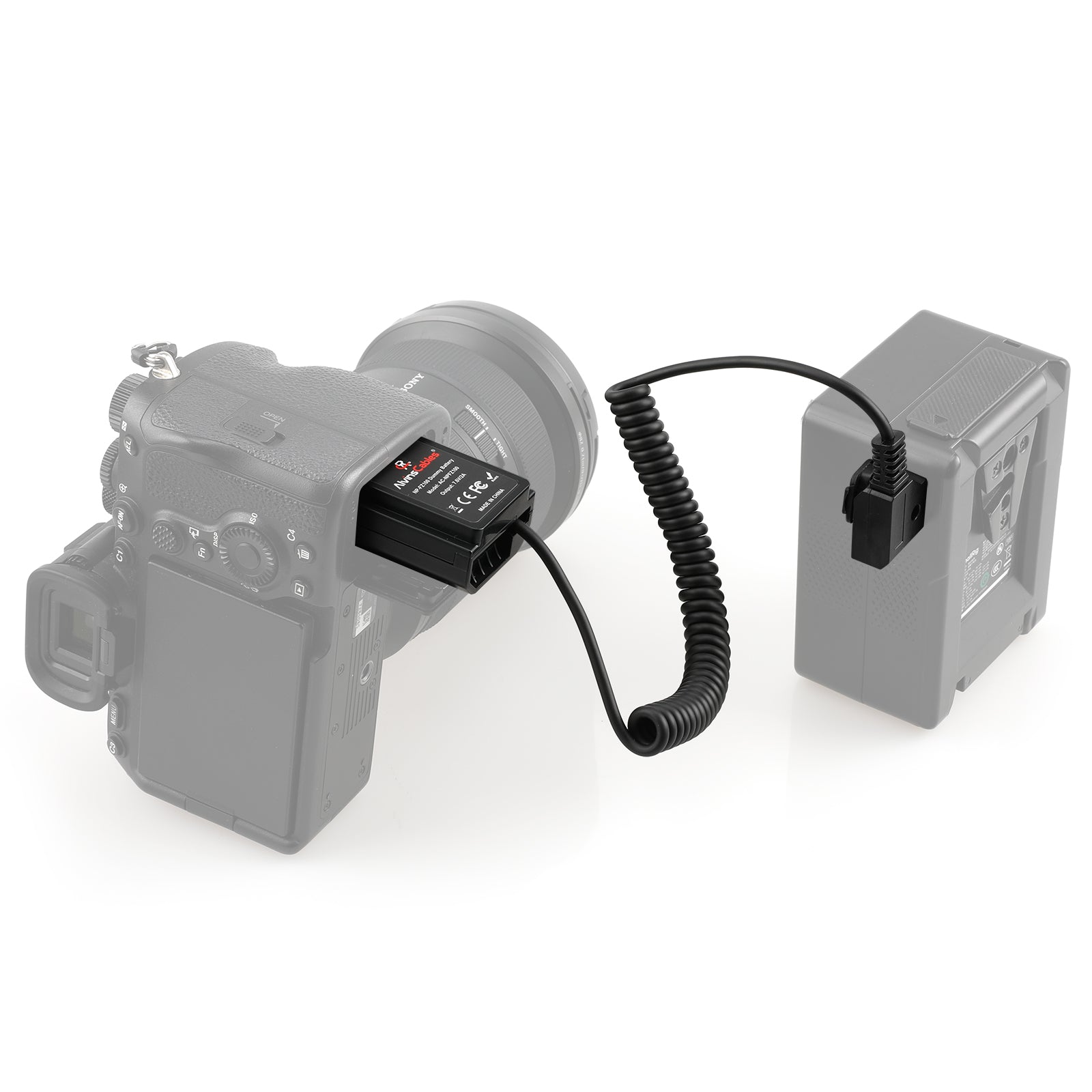 Alvin's Cables NP FZ100 Dummy Battery to D tap Coiled Power Cable