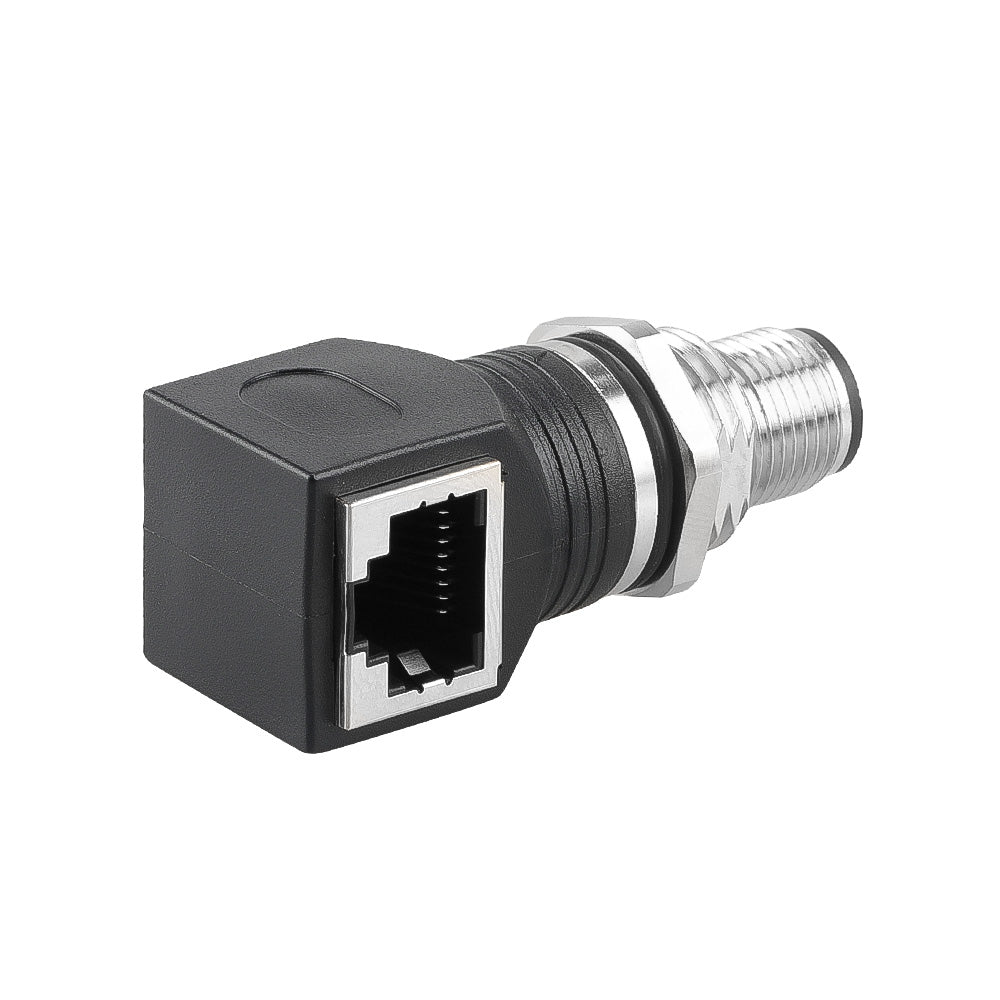 Alvin's Cables M12 A-Code 8-Pin to RJ45 Adapter Cat6a IP68 Waterproof Shielded, M12 Male to RJ45 Female Industrial Ethernet Connector for Cognex Keyence GigE Vision Basler AVT Sony CCD Cameras