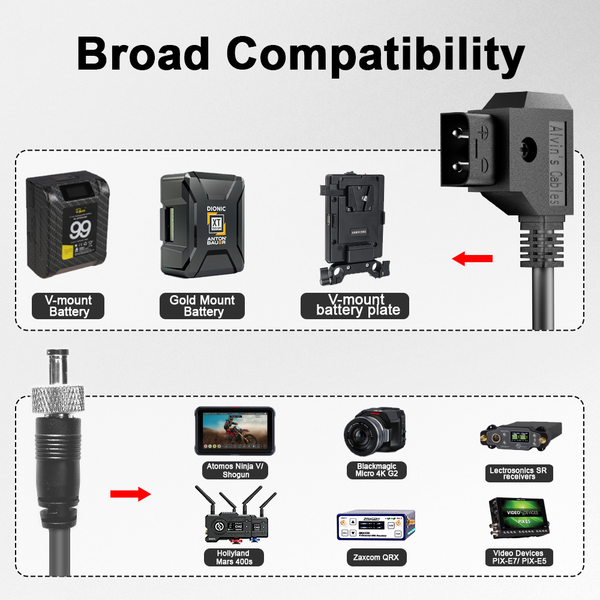 Alvin's Cables D Tap to Lock DC Video Devices PIX-E7 7 Touchscreen Display Power Cable