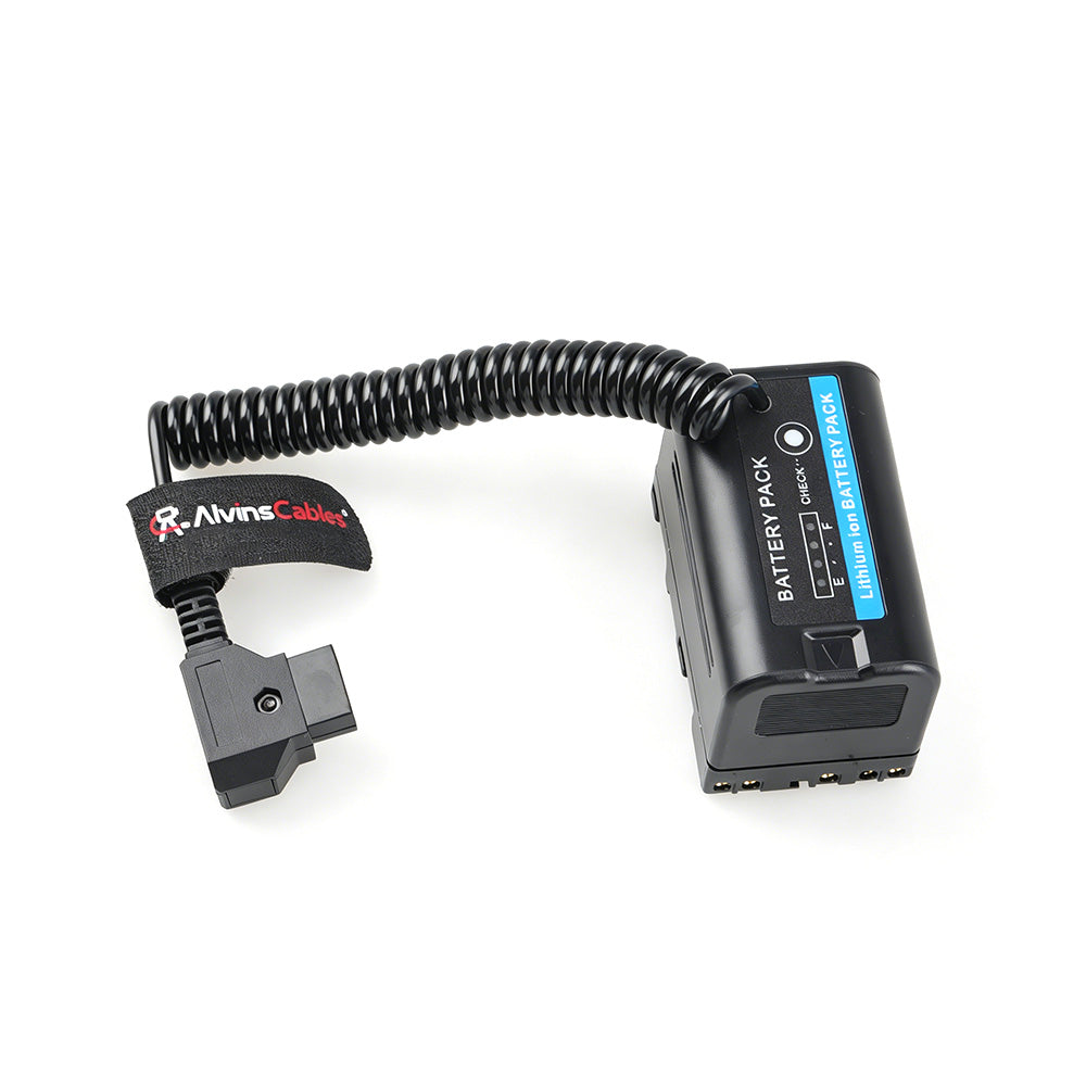 Alvin's Cables BP-U30 Dummy Battery to D-Tap Power Cable Fully Decoded, Coiled Dtap Power Cord for Blackmagic Pyxis 6K/12K, Sony PXW-Z200 &amp; HXR-NX800 Camcorders
