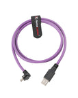 Alvin's Cables USB 2.0 Type-A to Locking Mini USB Down Angle Cable, 15mm Dual-Screw Spacing for Daheng Industrial Camera, High Flex Drag Chain Shielded, Convex Port, Purple