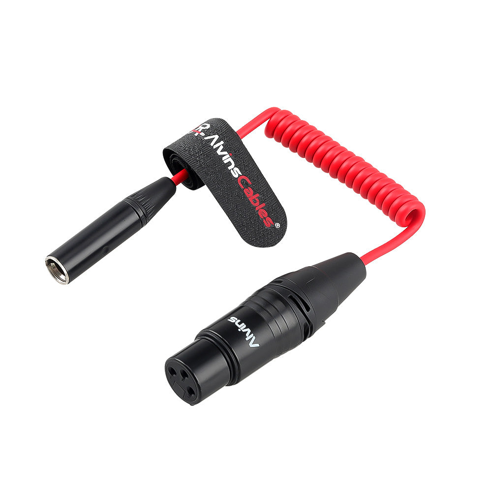 Alvin's Cables Mini XLR 3 Pin Male to XLR 3 Pin Female Coiled Audio Cable for Blackmagic Pocket Cinema Camera BMPCC 4K/6K, Video Assist 4K, Sharp 8K Cam, Ultra Soft