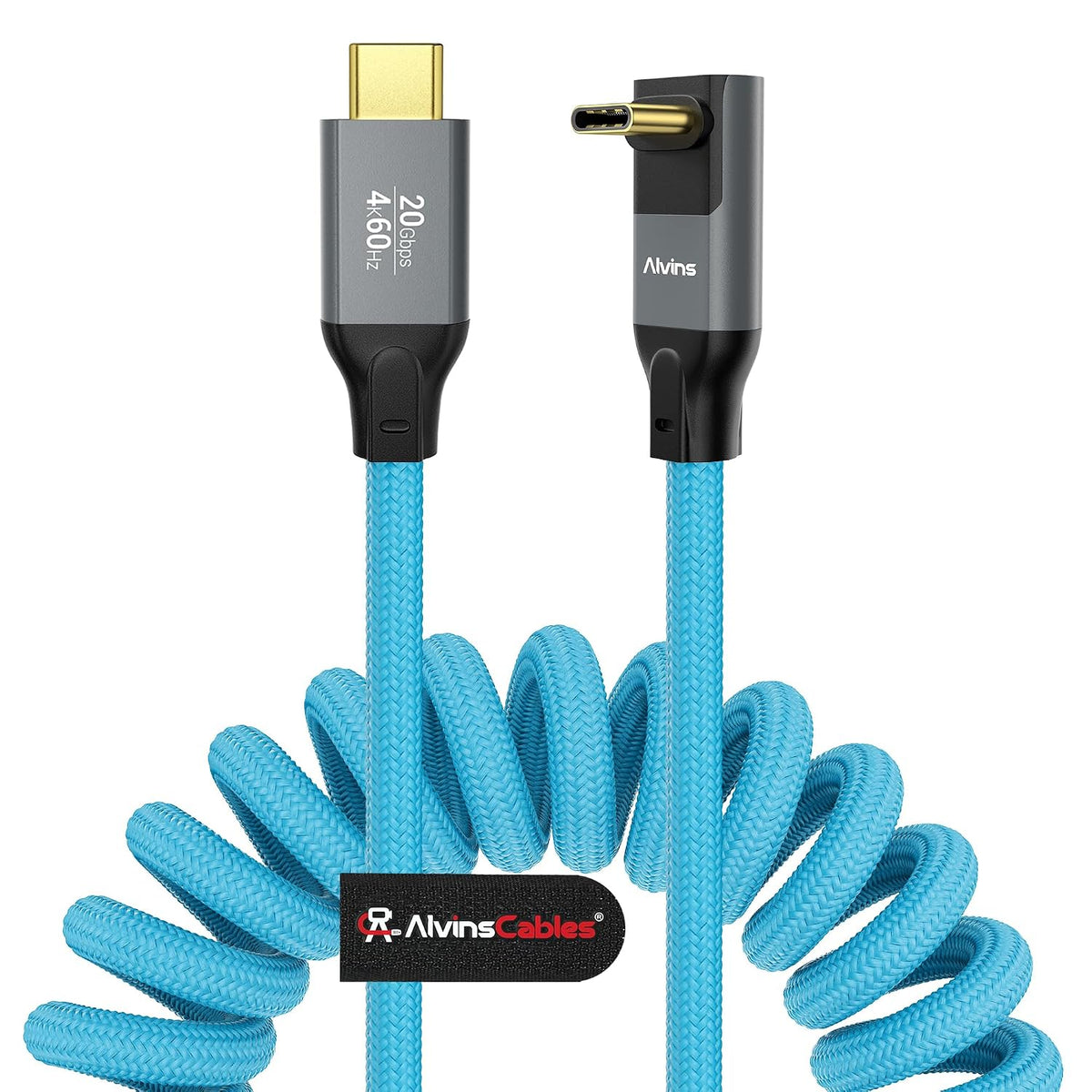 Alvin's Cables Coiled USB-C Cable, 20Gbps Data Transfer, 240W, 4K@60Hz