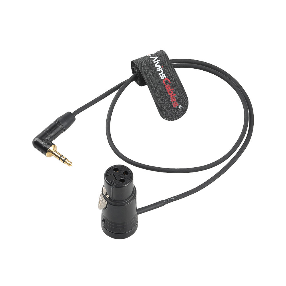 Alvin's Cables Low Profile XLR 3 Pin Female to 3.5mm TRS Right Angle Unbalanced Audio Cable for Sony FX3, Sennheiser, Rode Wireless,Powered Speaker 50cm|19.68inch