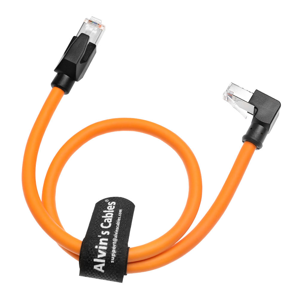 Alvin's Cables RJ45 Ethernet Cable, Up-Angle Cat6a Shielded Industrial Profinet Ethernet Cable High-Flex Drag-Chain High-Speed Gold-Plated Connectors for PLC, Robotics &amp; Motion Control 3.3ft/1m Orange
