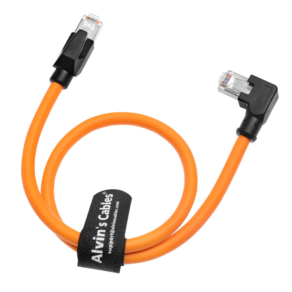 Alvin's Cables RJ45 Ethernet Cable, Left-Angle Cat6a Shielded Industrial Profinet Ethernet Cable High-Flex Drag-Chain High-Speed Gold-Plated Connectors for PLC, Robotics 3.3ft/1m Orange
