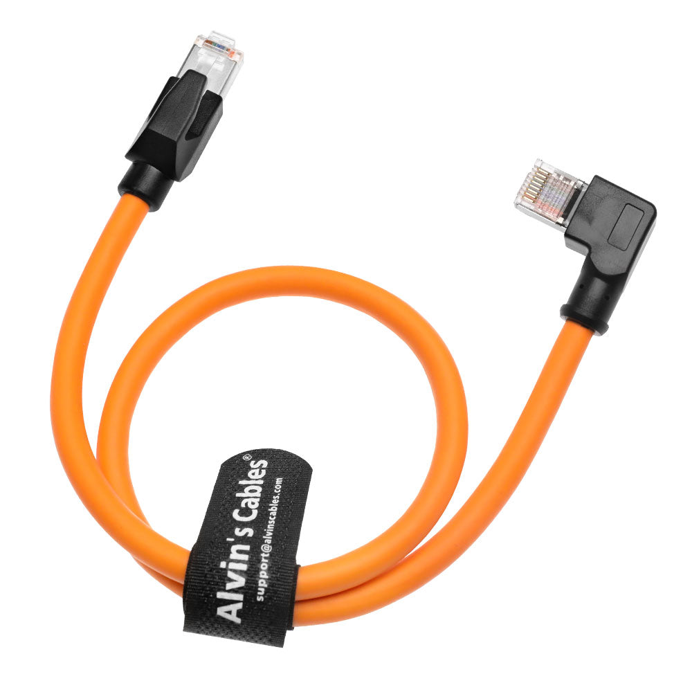 Alvin's Cables RJ45 Ethernet Cable, Right-Angle Cat6a Shielded Industrial Profinet Ethernet Cable High-Flex Drag-Chain High-Speed Gold-Plated Connectors for PLC, Robotics 2ft/60cm Orange