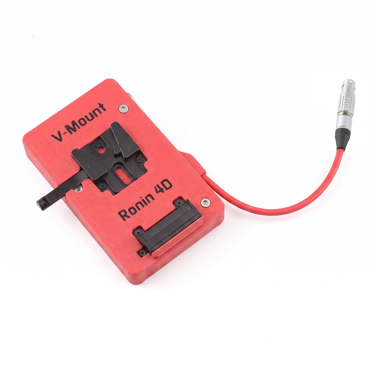 Alvin's Cables V Mount Battery Plate for DJI Ronin 4D, V-Mount Power Plate with D-Tap &amp; 0B 2-Pin Outputs, Straight / Rotatable Right Angle 1B 6-Pin Power Cable, Red / Black