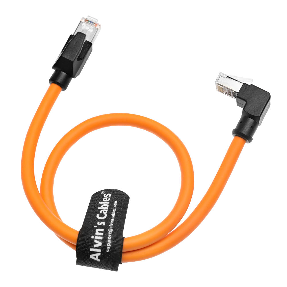 Alvin's Cables RJ45 Ethernet Cable, Down-Angle Cat6a Shielded Industrial Profinet Ethernet Cable High-Flex Drag-Chain High-Speed Gold-Plated Connectors for PLC, Robotics 9.84ft/3m Orange