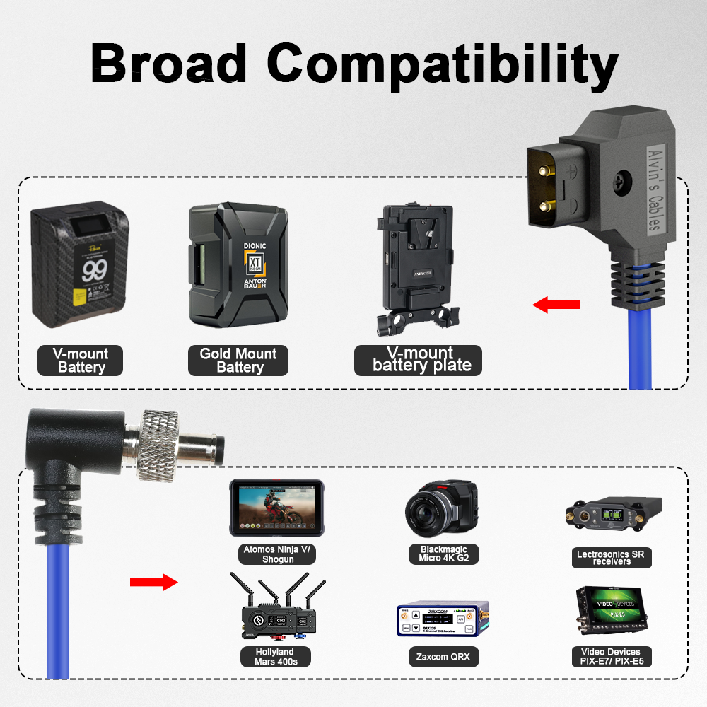 Alvin&#39;s Cables Locking DC 5.5 2.1 to D Tap Coiled Power Cable for Video Devices PIX-E7 PIX-E5 7 Touchscreen Display Blue CableHollyland Mars 400s