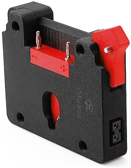 Alvin's Cables Gold Mount Battery Plate for SmallHD Ultra 5 &amp; Ultra 7, Direct Contact Power Supply with 1 x D-Tap &amp; 2 x 0B 2 Pin Outputs, G-Mount System, Black and Red