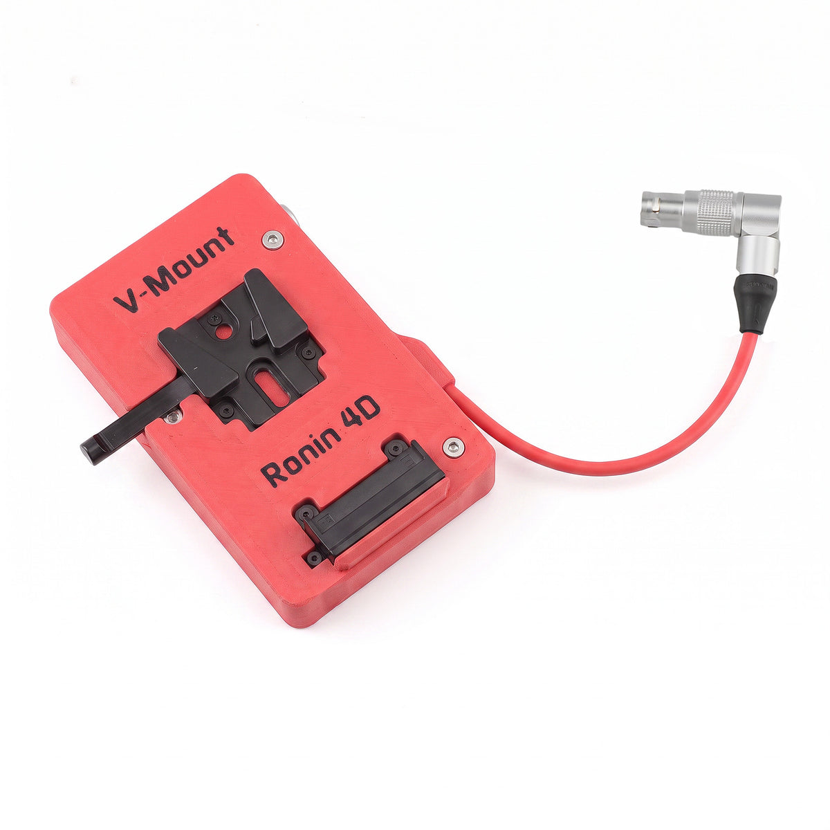Alvin's Cables V Mount Battery Plate for DJI Ronin 4D, V-Mount Power Plate with D-Tap &amp; 0B 2-Pin Outputs, Straight / Rotatable Right Angle 1B 6-Pin Power Cable, Red / Black