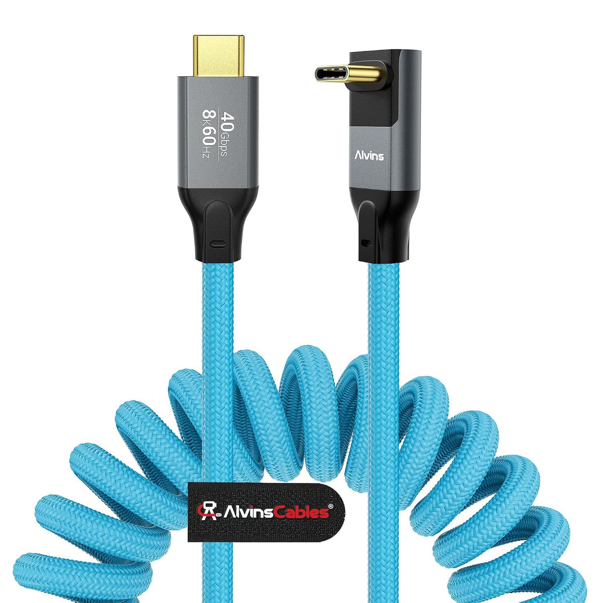 Coiled USB-C Cable, Braided USB-C to USB-C Cable, 40Gbps, 240W PD 3.1 Charging, 8K@60Hz Video, USB4.0 Type C for Thunderbolt 4/3, BMPCC, Canon R5/R6, Sony FX3/A7C, Mac, iPhone, USB-IF Certified