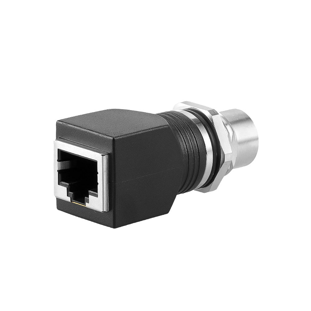 Alvin's Cables M12 X-Code 8-Pin to RJ45 Adapter Cat6a IP68 Waterproof Shielded, M12 Female to RJ45 Female Industrial Ethernet Connector for Cognex Keyence Basler Baumer Datalogic Microscan Sick