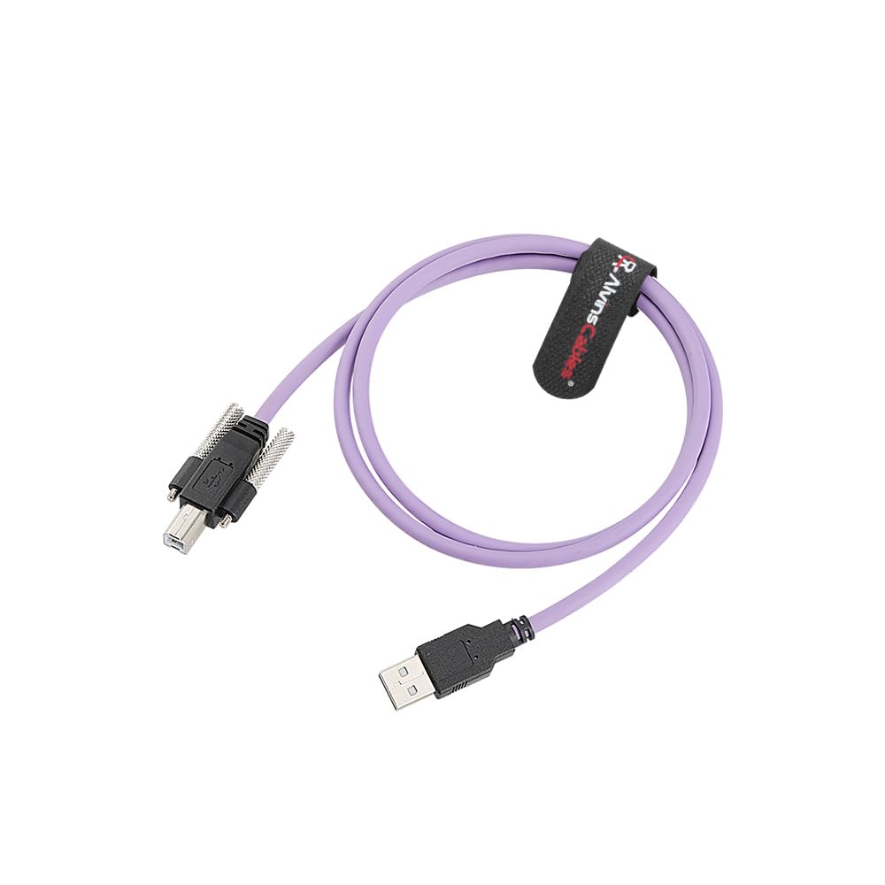 Alvin's Cables USB 2.0 Type-A to USB-B Screw Lock Data Cable for Machine Vision Industrial Camera, Printer, Scanner, 480Mbps High Flex Drag Chain Shielded
