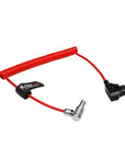 Alvin's Cables Right Angle 2 Pin Male to D-Tap Power Coiled Cable for Teradek SmallHD Z-CAM Blackmagic Pyxis 6k, Ultra Soft
