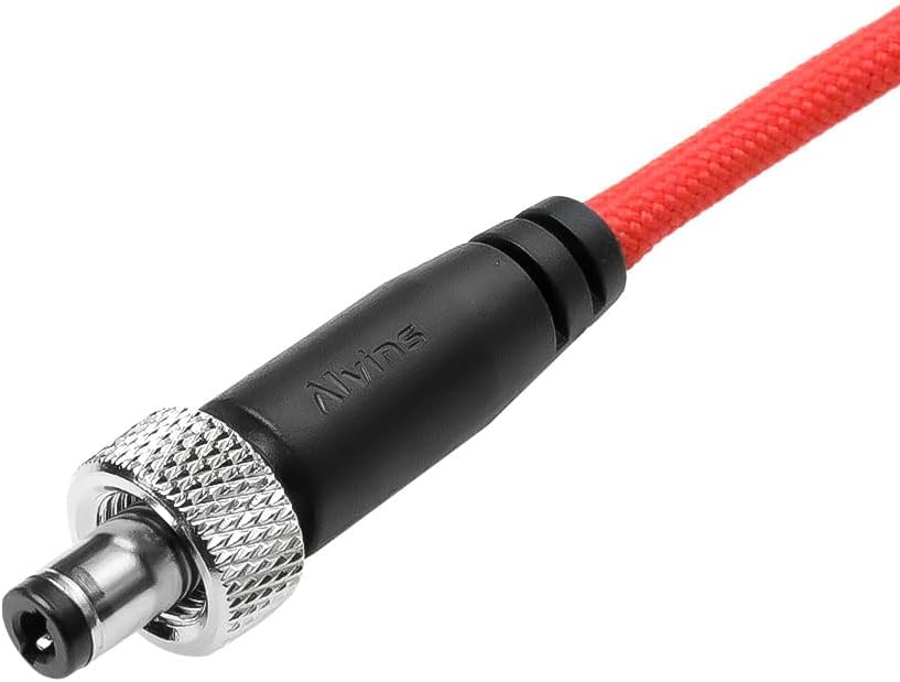 Alvin&#39;s Cables Atomos Ninja V D-tap Power Cable, 1.6-4ft Dtap to Locking DC 2.1 Coiled Cable for Blackmagic Video Assist, for Hollyland Mars 400S, Ultra Flexible