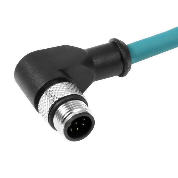 Alvin's Cables M12 A-Code 8 Pin Male Right Angle to Open End Power I/O Cable Cat6a High-Flex Shielded for Cognex Keyence Basler Industrial Automation Fieldbus Module 3.3ft/1m
