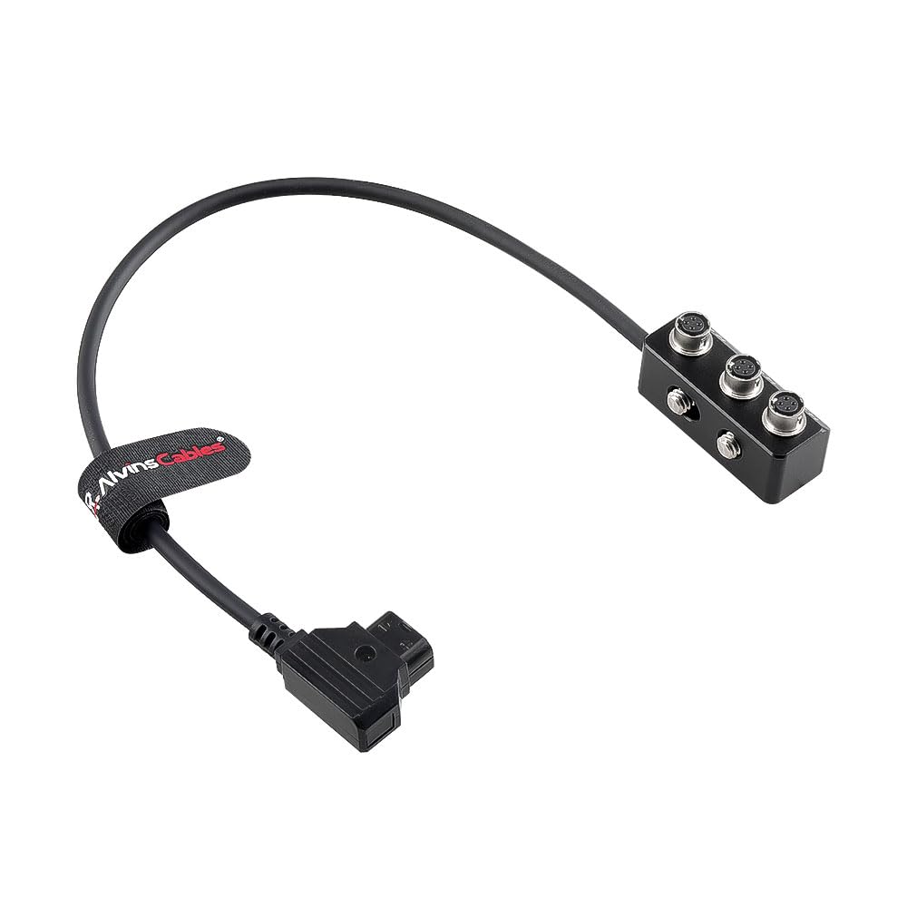 Alvin's Cables 1 to 3 Power Splitter Box Cable Dtap to 3 x Hirose 4 Pin Female Splitter Cable for Sound Devices 688 633, Zoom F4/F8/F8N Audio Recorders, 30cm/11.81in