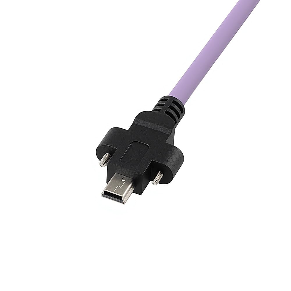 Alvin's Cables USB 2.0 Type-A to Locking Mini USB Cable, 15mm Dual-Screw Spacing for Daheng Industrial Camera, High Flex Drag Chain Shielded, Convex Port, 1m/3.3ft Purple
