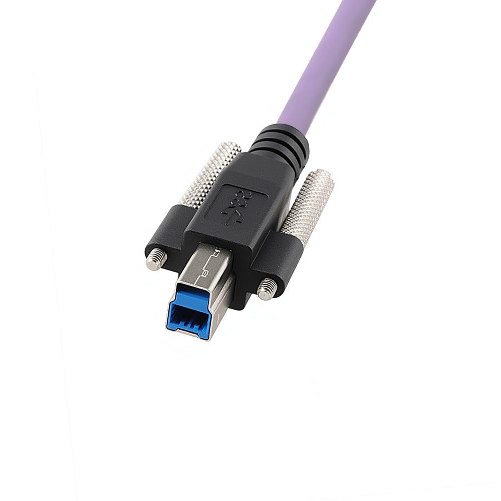 Alvin's Cables USB 3.0 Type-A to USB-B Screw Lock Data Cable for Machine Vision Industrial Camera, Printer, Scanner, 5Gbps High Flex Drag Chain Shielded