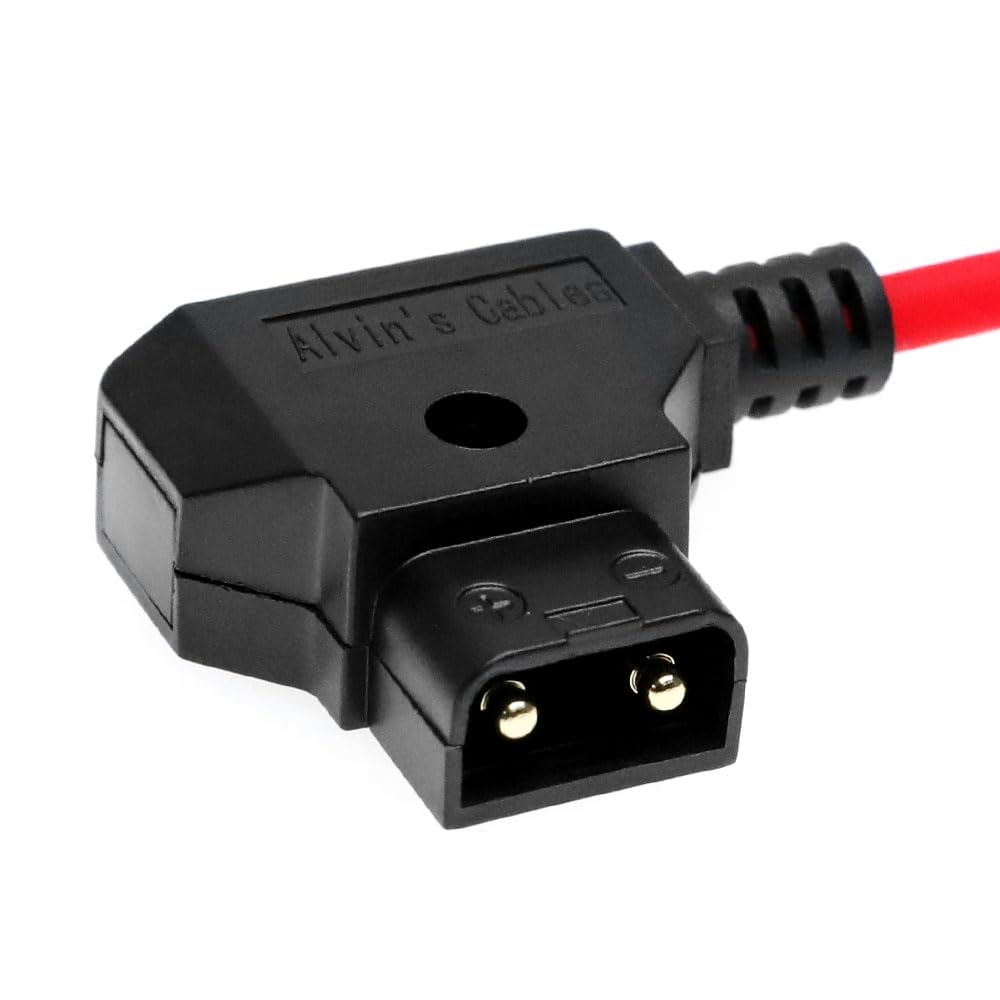 Alvin's Cables Right Angle 2 Pin Male to D-Tap Power Coiled Cable for Teradek SmallHD Z-CAM Blackmagic Pyxis 6k, Ultra Soft