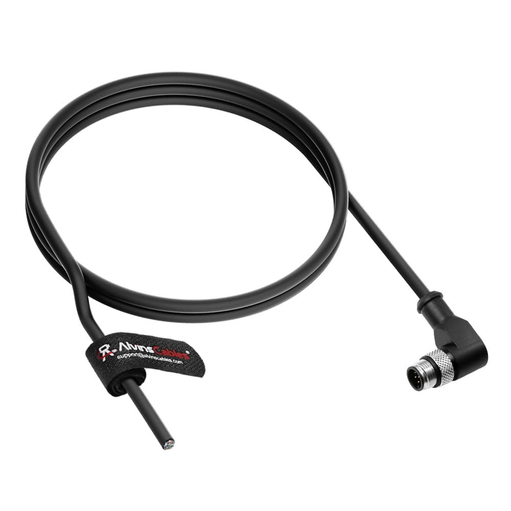 Alvin&#39;s Cables M12 A-Code 8 Pin Male Right Angle to Open End Power I/O Cable Cat6a High-Flex Shielded for Cognex Keyence Basler Industrial Automation Fieldbus Module 3.3ft/1m