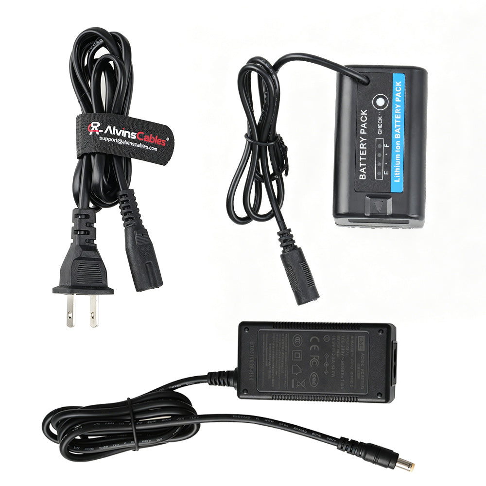 Alvin's Cables BP-U30 Dummy Battery AC Power Adapter Kit, Fully Decoded AC Power Supply for Blackmagic Pyxis 6K/12K, Sony PXW-Z200 &amp; HXR-NX800 Camcorders, US Plug 100–240V