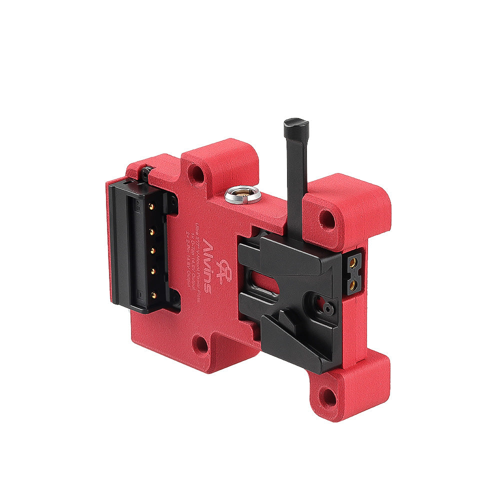 Alvins V-Mount Battery Plate for SmallHD Ultra 5 &amp; Ultra 7, Direct Contact Power Supply with 1 x D-Tap &amp; 2 x 0B 2 Pin Outputs, Red