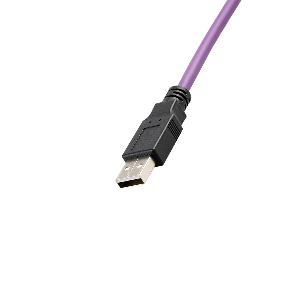 Alvin's Cables USB 2.0 Type-A to Locking Mini USB Up Angle Cable, 15mm Dual-Screw Spacing for Daheng Industrial Camera, High Flex Drag Chain Shielded, Convex Port, Purple