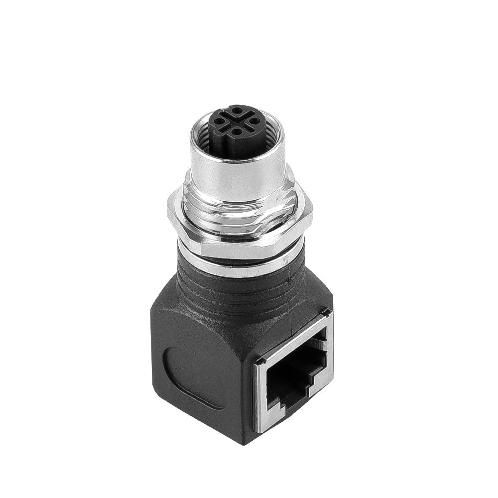 Alvin's Cables M12 D-Code 4-Pin to RJ45 Adapter Cat6a IP68 Waterproof Shielded, M12 Female to RJ45 Female Industrial Ethernet Connector for Cognex Keyence Omron Siemens Sick Baumer Datalogic
