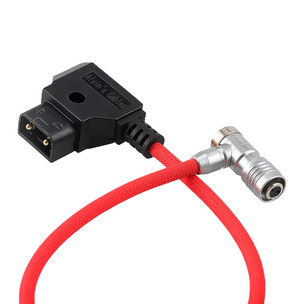 Alvin's Cables D-Tap to BMPCC 6K 4K Power Cable, Right Angle Weipu 2-Pin Female to D-Tap Male, Braided Ultra Flexible Cable for Blackmagic Pocket Cinema Camera 4K/6K/6K Pro, V-Mount, Red