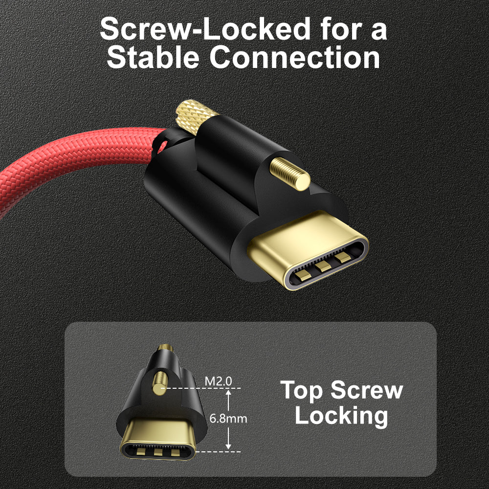 Alvin's Cables Ultra-Flexible Locking USB-C to USB-C Data-Transfer Cable for Blackmagic Pyxis Monitor, URSA Cine EVF, USB-C 3.2 10Gbps High-Speed Cable for Blackmagic Micro Studio Camera 4K G2, Red