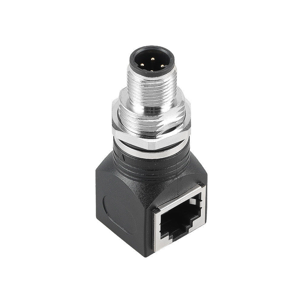 Alvin's Cables M12 D-Code 4-Pin to RJ45 Adapter Cat6a IP68 Waterproof Shielded, M12 Male to RJ45 Female Industrial Ethernet Connector for Cognex Keyence Omron Siemens Sick Baumer Datalogic