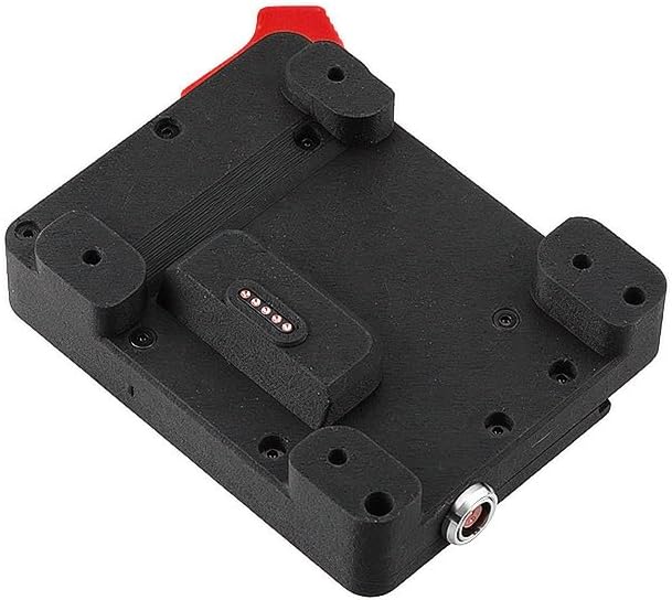 Alvin's Cables Gold Mount Battery Plate for SmallHD Ultra 5 &amp; Ultra 7, Direct Contact Power Supply with 1 x D-Tap &amp; 2 x 0B 2 Pin Outputs, G-Mount System, Black and Red