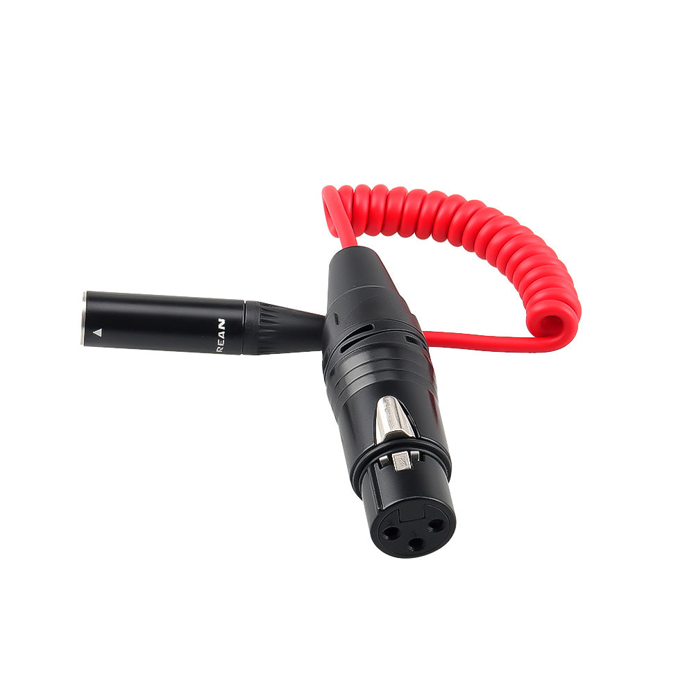 Alvin's Cables Mini XLR 3 Pin Male to XLR 3 Pin Female Coiled Audio Cable for Blackmagic Pocket Cinema Camera BMPCC 4K/6K, Video Assist 4K, Sharp 8K Cam, Ultra Soft