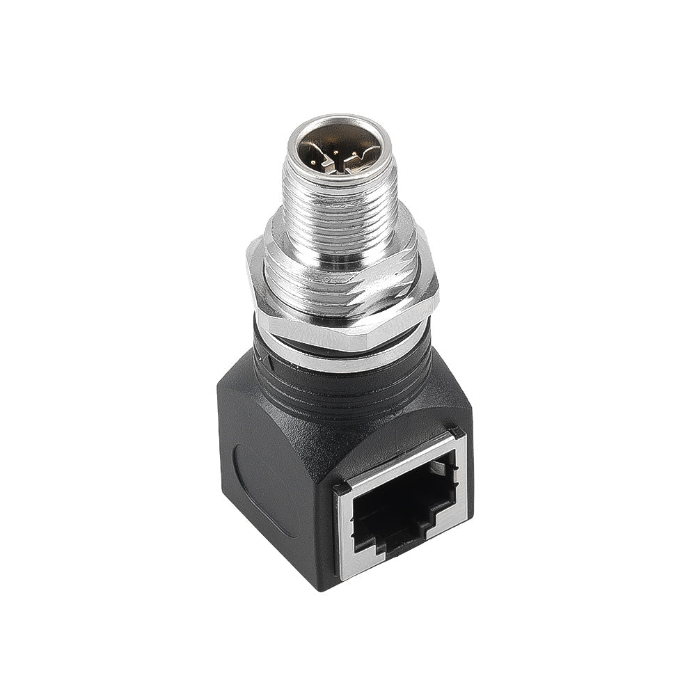 Alvin's Cables M12 X-Code 8-Pin to RJ45 Adapter Cat6a IP68 Waterproof Shielded, M12 Male to RJ45 Female Industrial Ethernet Connector for Cognex Keyence Basler Baumer Datalogic Microscan Sick