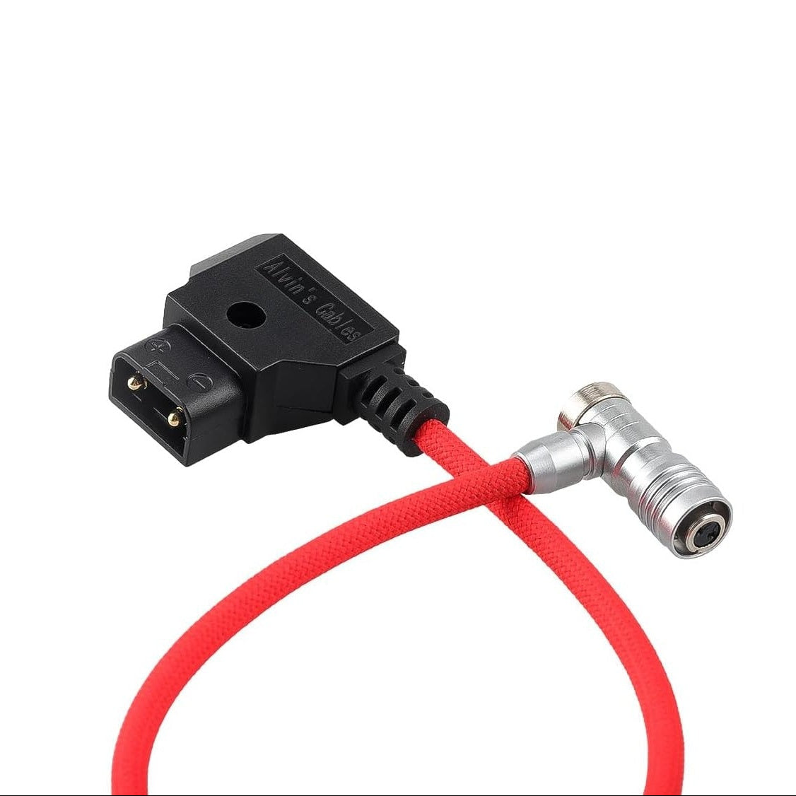 Alvin's Cables D-Tap to BMPCC 6K 4K Power Cable, Right Angle Weipu 2-Pin Female to D-Tap Male, Braided Ultra Flexible Cable for Blackmagic Pocket Cinema Camera 4K/6K/6K Pro, V-Mount, Red