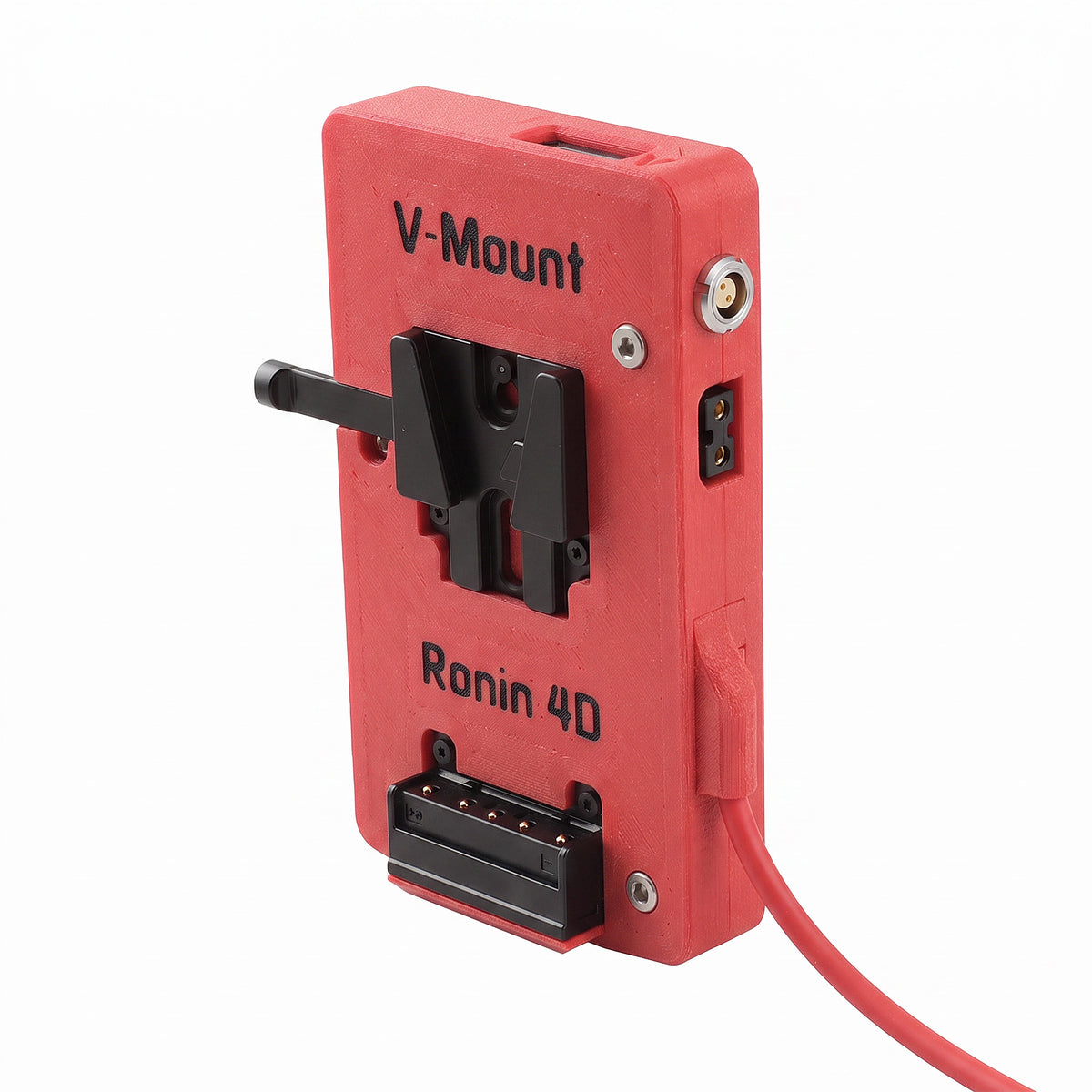 Alvin's Cables V Mount Battery Plate for DJI Ronin 4D, V-Mount Power Plate with D-Tap &amp; 0B 2-Pin Outputs, Straight / Rotatable Right Angle 1B 6-Pin Power Cable, Red / Black