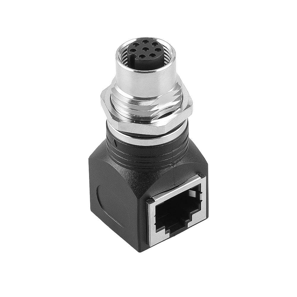 Alvin's Cables M12 A-Code 8-Pin to RJ45 Adapter Cat6a IP68 Waterproof Shielded, M12 Female to RJ45 Female Industrial Ethernet Connector for Cognex Keyence GigE Vision Basler AVT Sony CCD Cameras