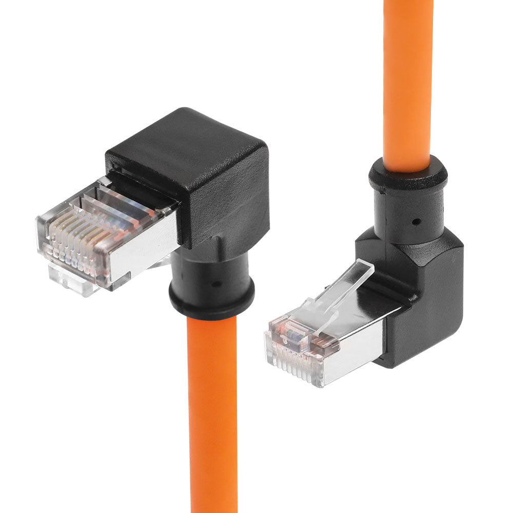 Alvin's Cables RJ45 Ethernet Cable, Up-Angle Cat6a Shielded Industrial Profinet Ethernet Cable High-Flex Drag-Chain High-Speed Gold-Plated Connectors for PLC, Robotics &amp; Motion Control 3.3ft/1m Orange
