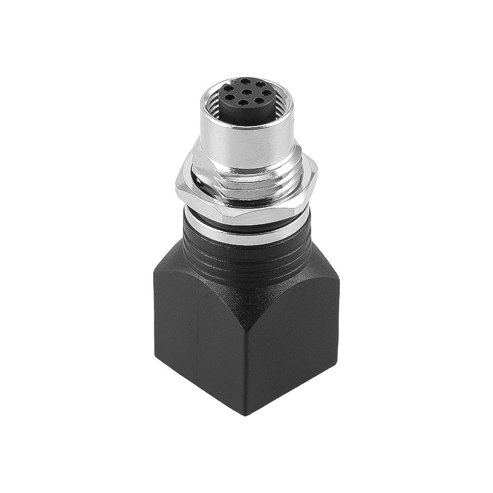 Alvin's Cables M12 A-Code 8-Pin to RJ45 Adapter Cat6a IP68 Waterproof Shielded, M12 Female to RJ45 Female Industrial Ethernet Connector for Cognex Keyence GigE Vision Basler AVT Sony CCD Cameras