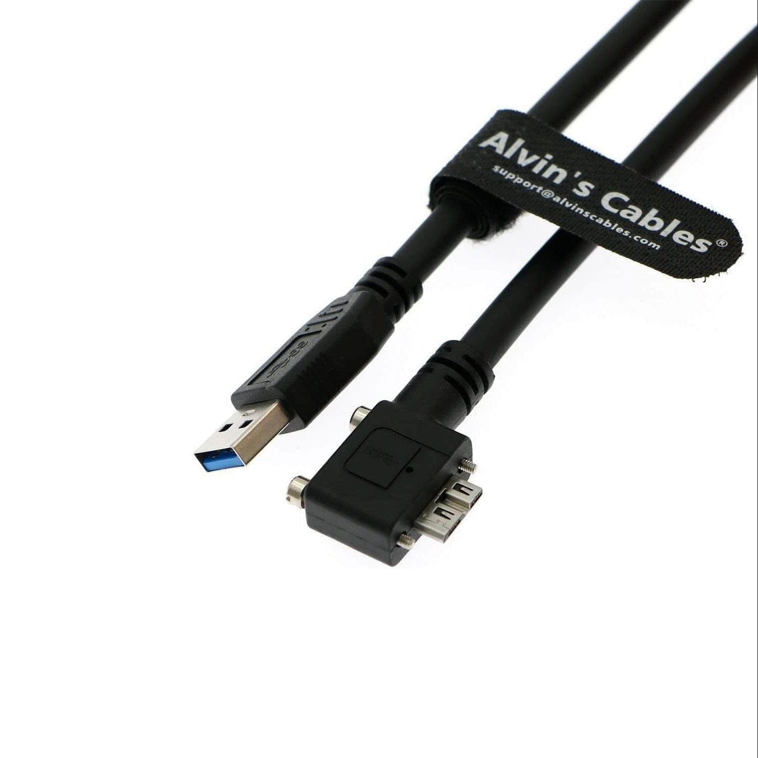 Alvin's Cables USB 3.0 Data-Cable USB-A to Micro-B Right Angle with Dual Locking-Screws High-Flex Cable Shielded-Cable for Industrial Camera Vision Camera