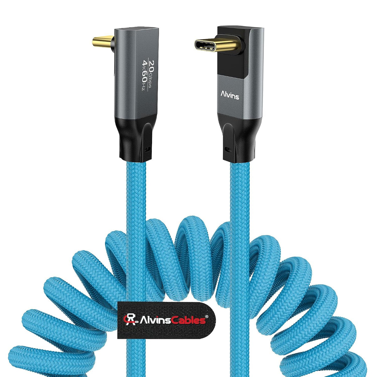 Alvin's Cables Coiled USB-C Cable, 20Gbps Data Transfer, 240W, 4K@60Hz