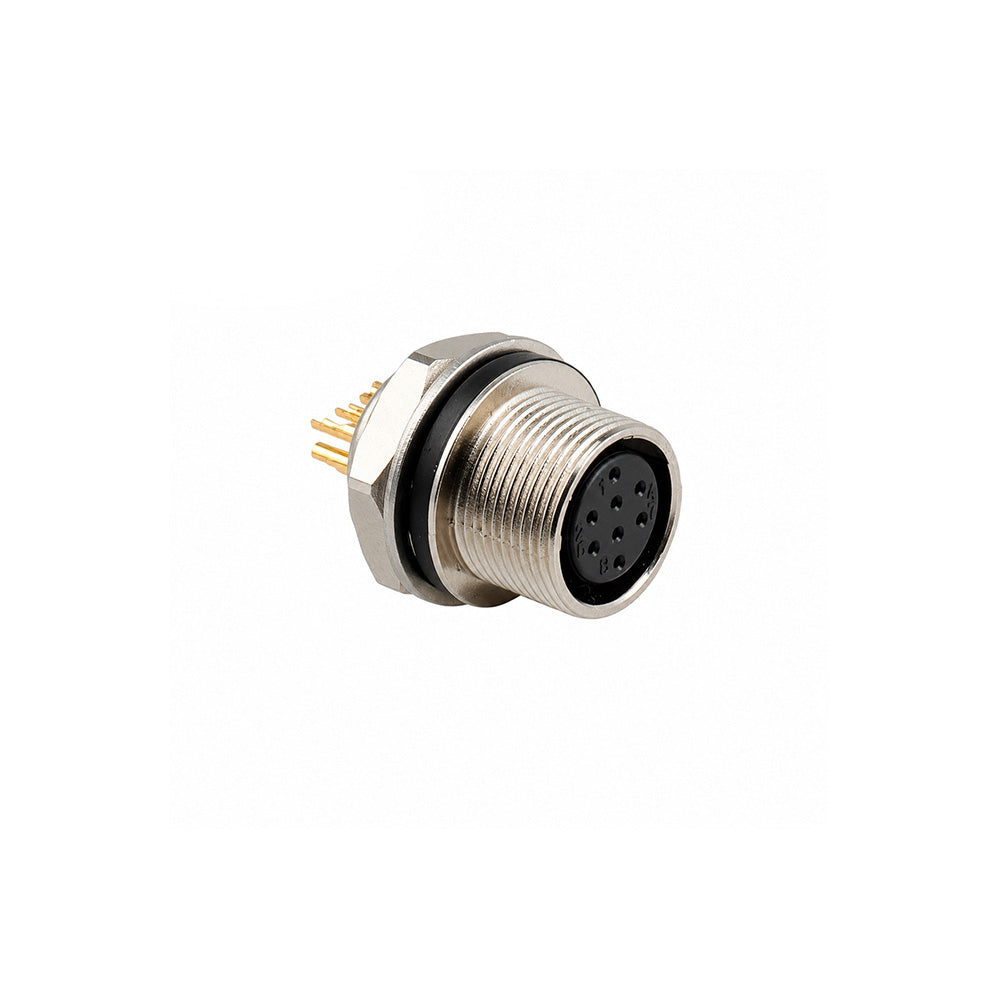 Alvins HR25-7TR-8P Hirose 8 Pin Male Circular Receptacle, Solder Cup Panel Mount Connector, Metal Threaded Locking for Industrial &amp; Camera Equipment