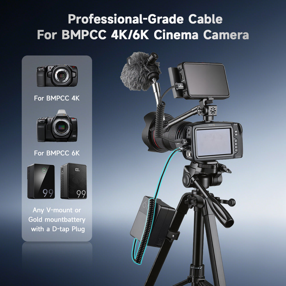 Alvin's Cables Dtap to BMPCC 6K 4K Coiled Power Cable for Blackmagic Pocket Cinema Camera 4K| 6K| pro V Mount Battery, Weipu 2 Pin Female to D Tap