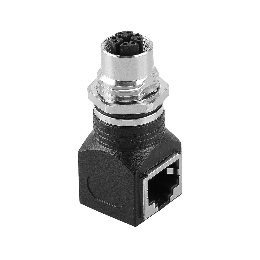 Alvin's Cables M12 X-Code 8-Pin to RJ45 Adapter Cat6a IP68 Waterproof Shielded, M12 Female to RJ45 Female Industrial Ethernet Connector for Cognex Keyence Basler Baumer Datalogic Microscan Sick