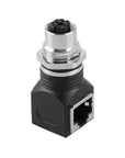 Alvin's Cables M12 X-Code 8-Pin to RJ45 Adapter Cat6a IP68 Waterproof Shielded, M12 Female to RJ45 Female Industrial Ethernet Connector for Cognex Keyence Basler Baumer Datalogic Microscan Sick